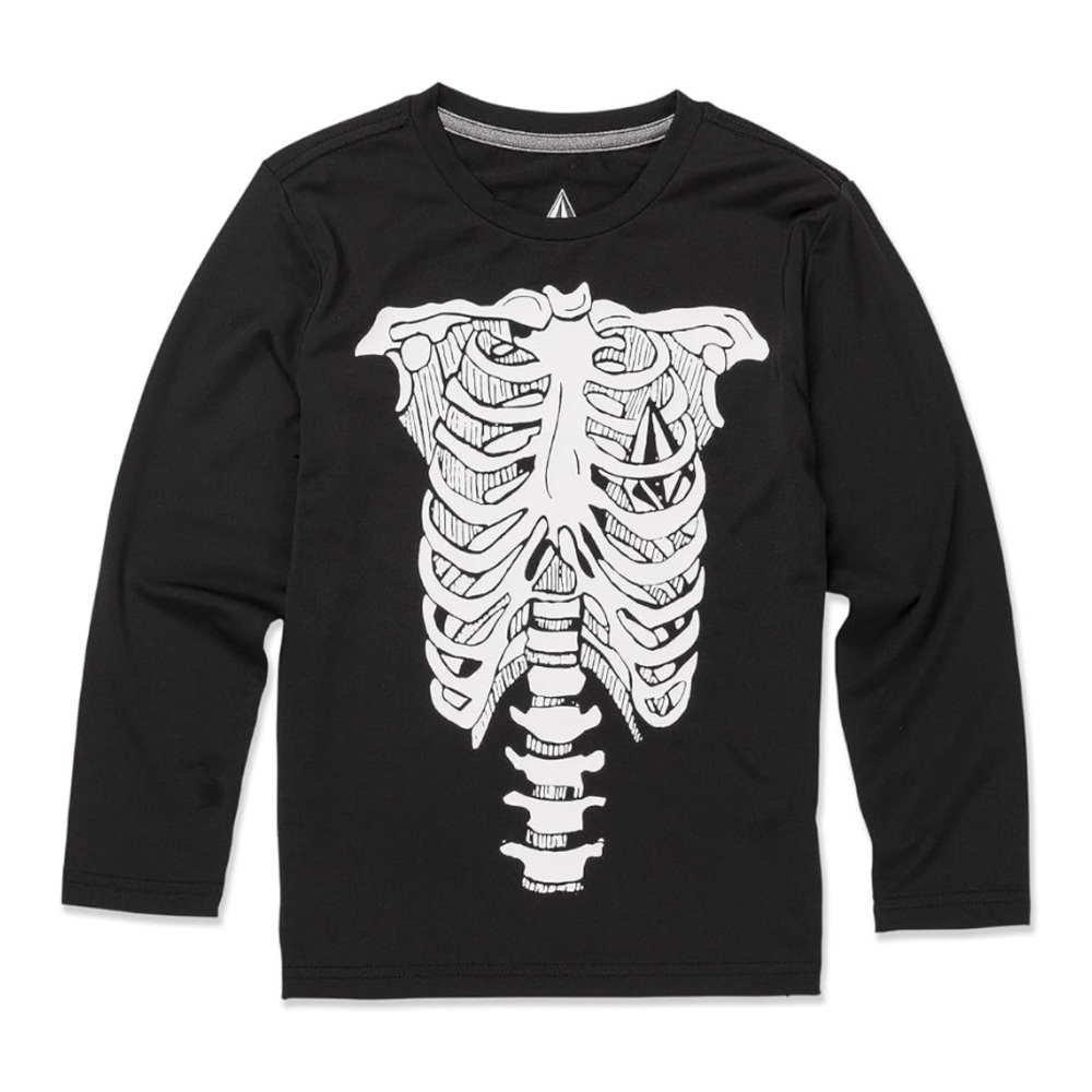 Volcom Boys' Skeleton Long Sleeve Loose Fit Rashguard Swim Shirt